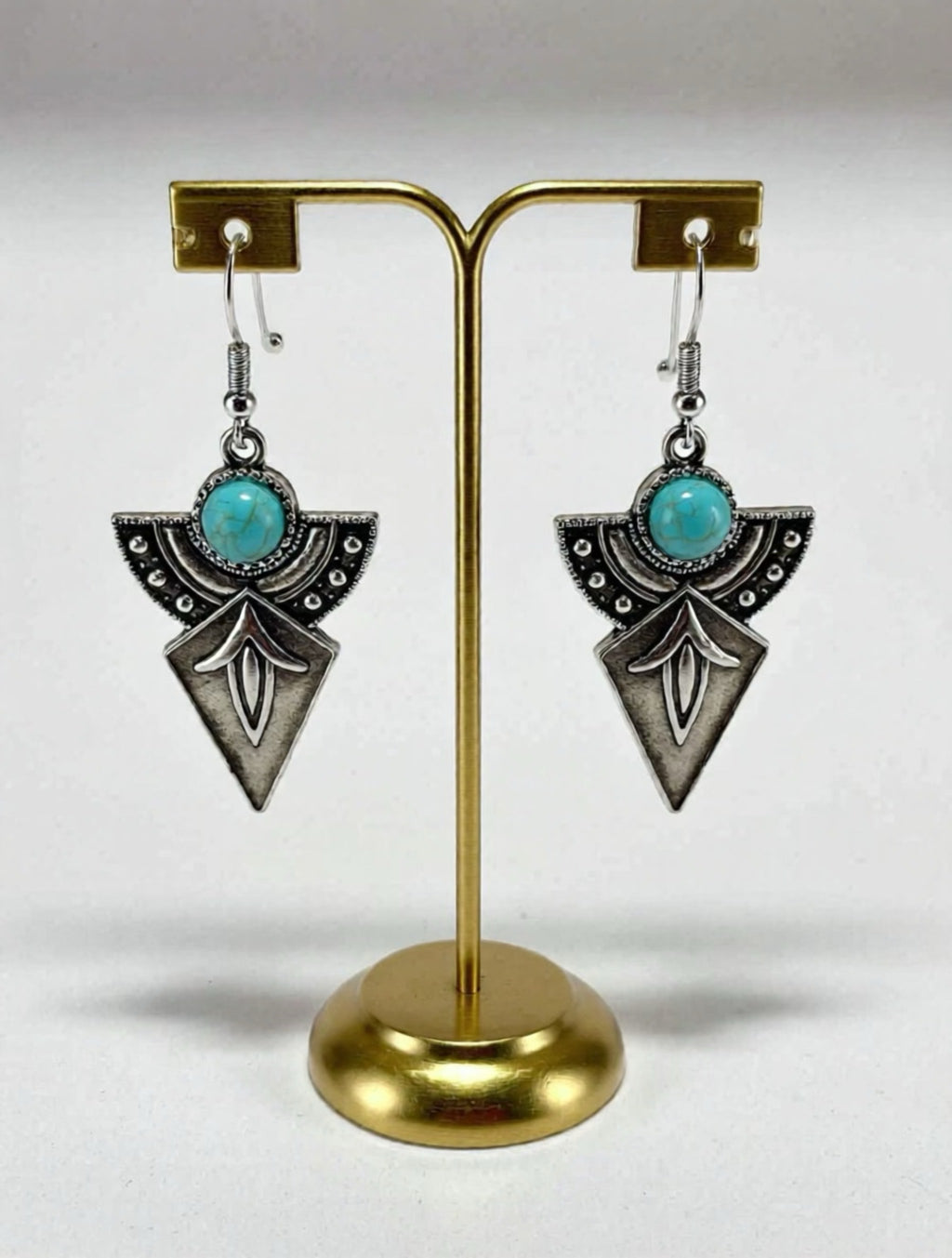 Artificial Turquoise Alloy Teardrop Dangle Earrings