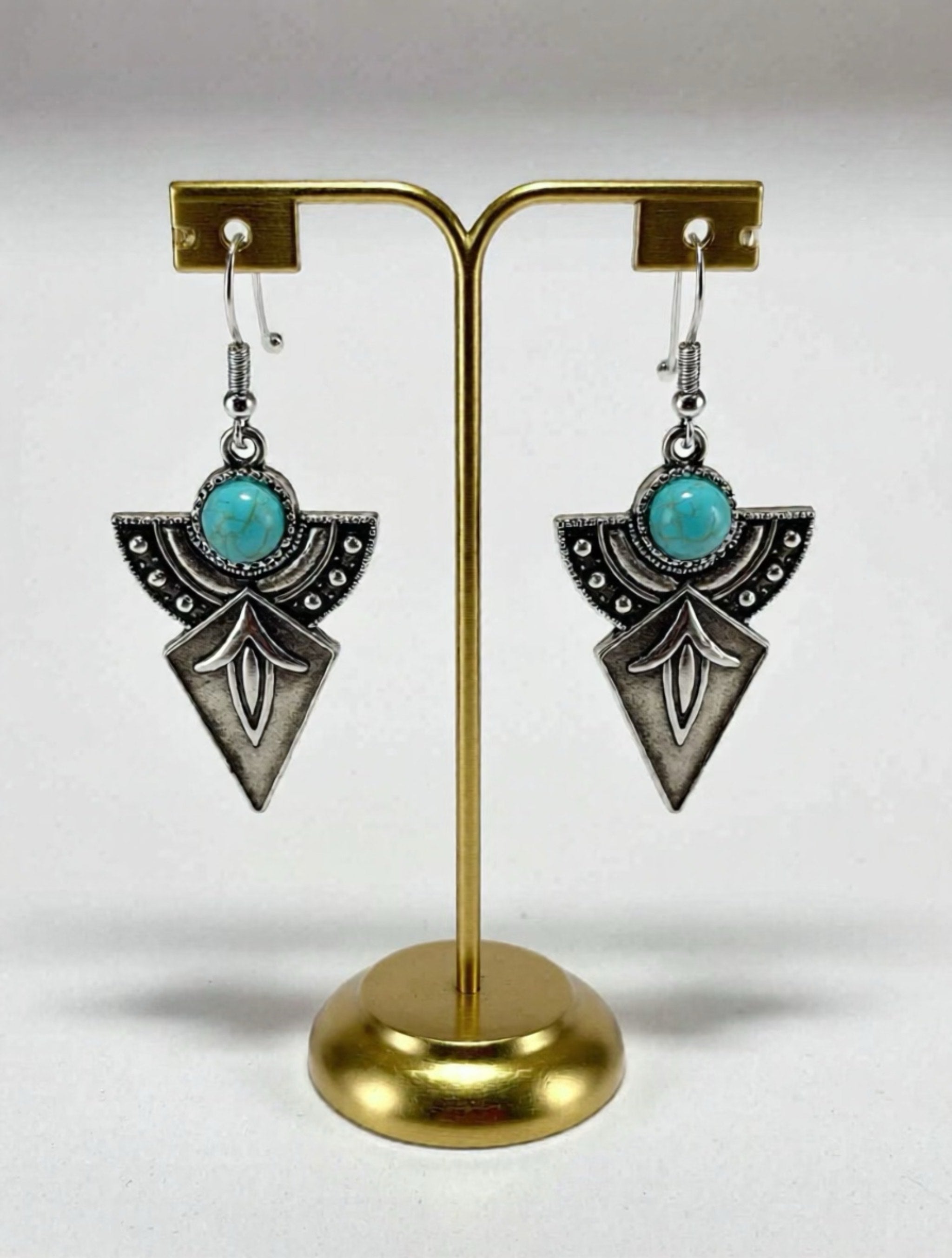 Artificial Turquoise Alloy Teardrop Dangle Earrings