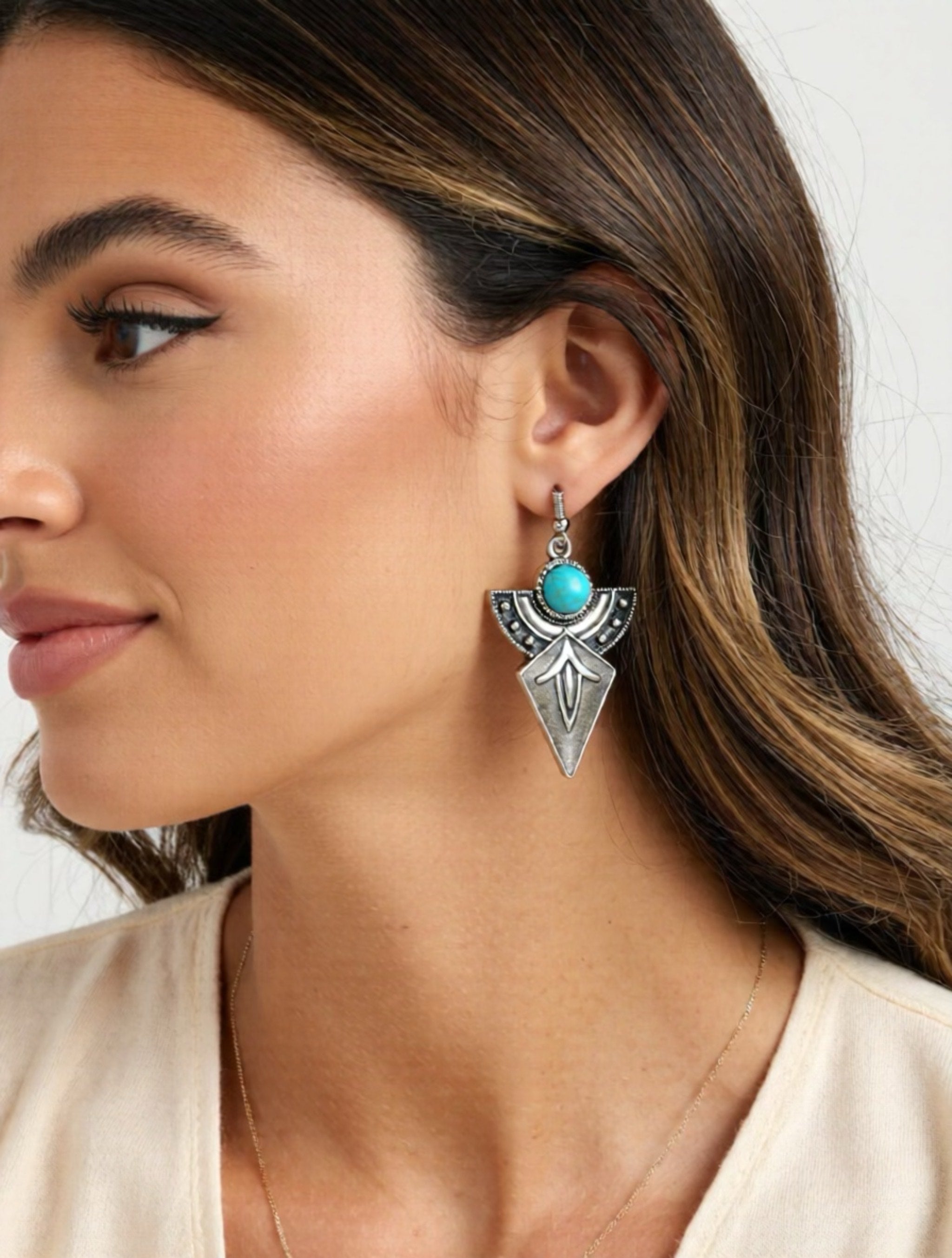 Artificial Turquoise Alloy Teardrop Dangle Earrings
