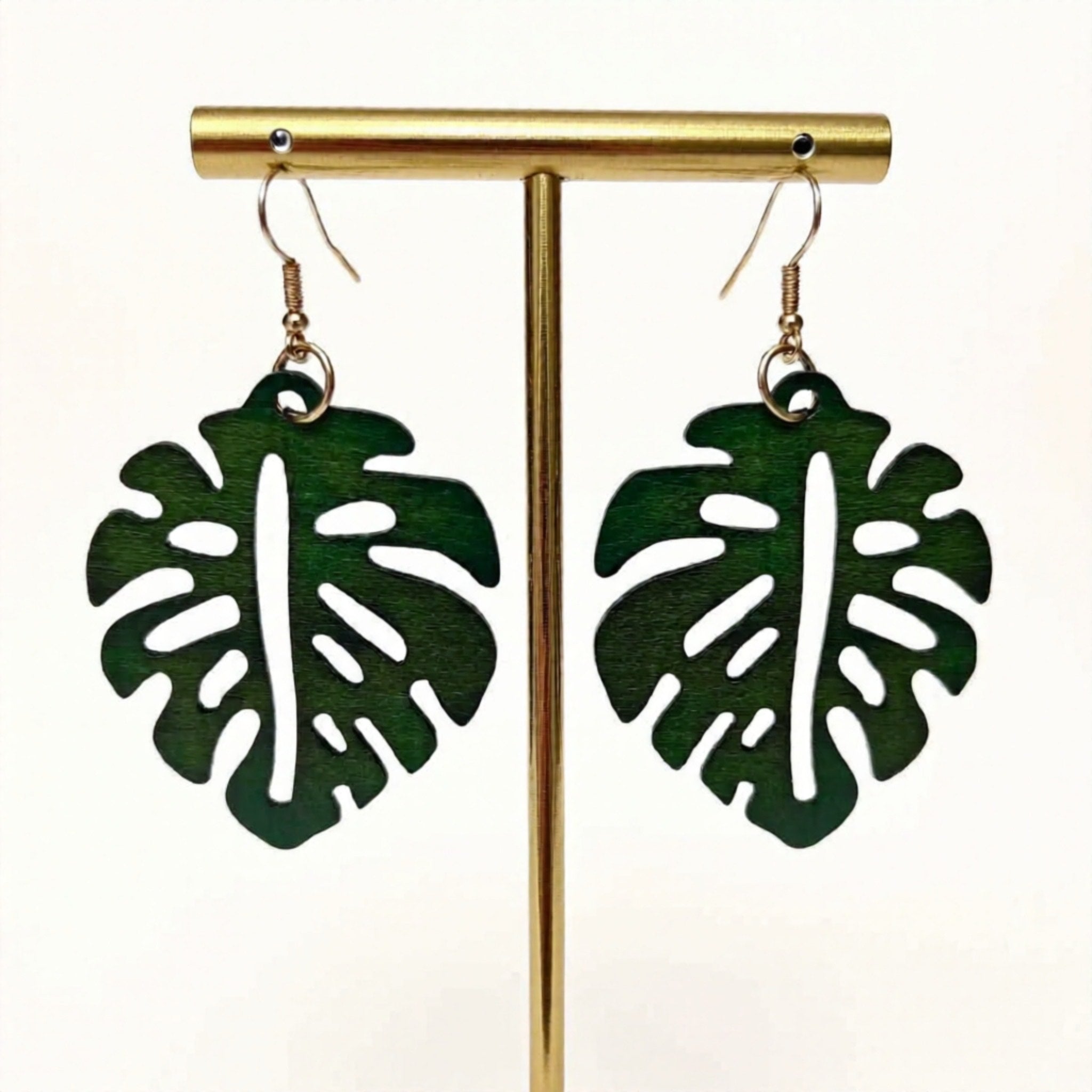 Monstera Green Earrings