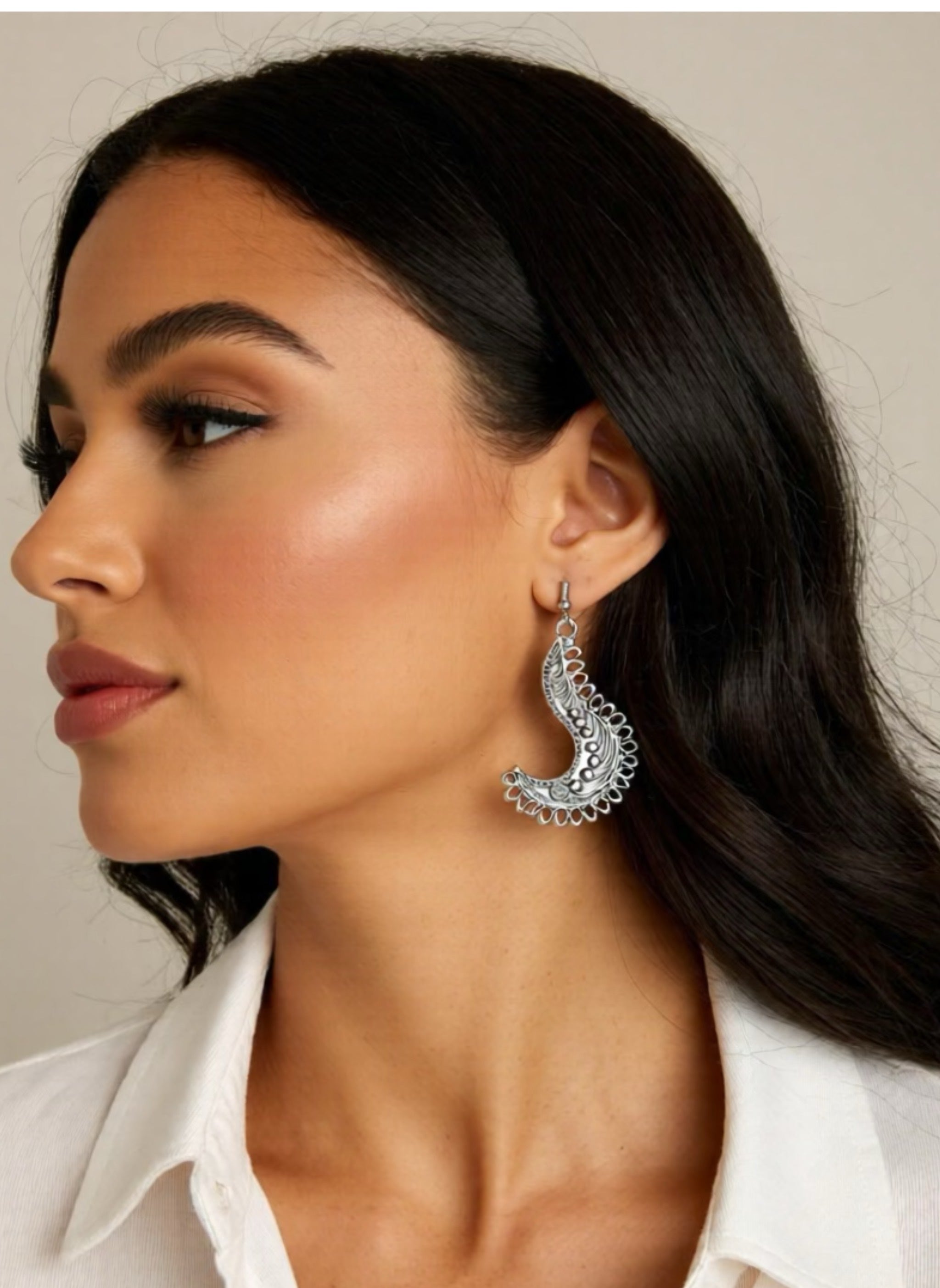 Alloy Boho Crescent Drop Earrings