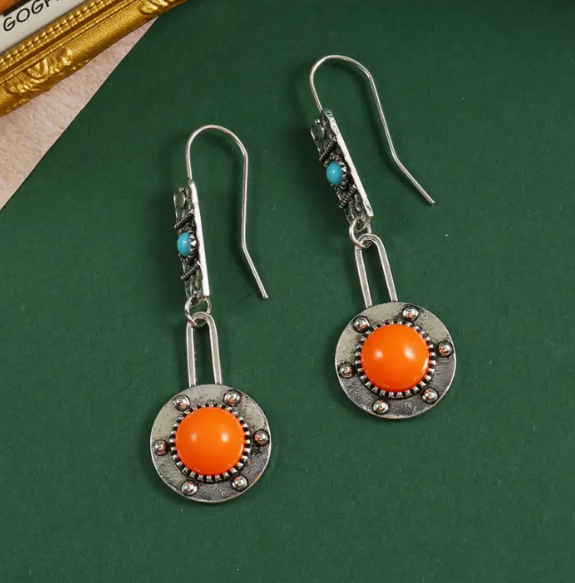 Alloy Orange Earrings