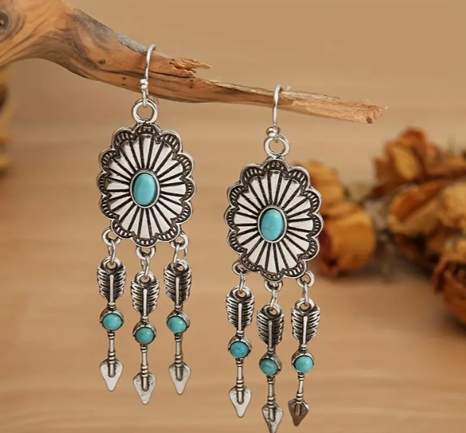 Artificial Turquoise Teardrop Earrings