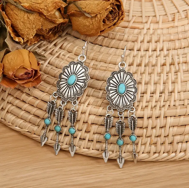 Artificial Turquoise Teardrop Earrings