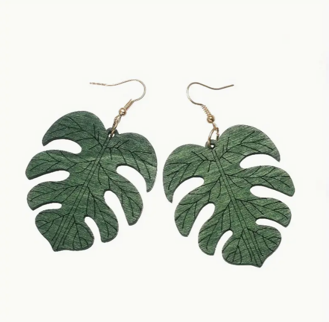 Bamboo Monstera Earrings