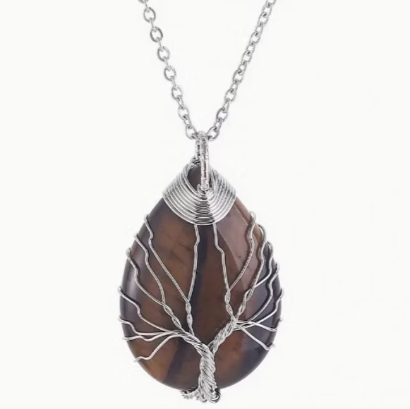Tiger Eye Tear Drop Necklace