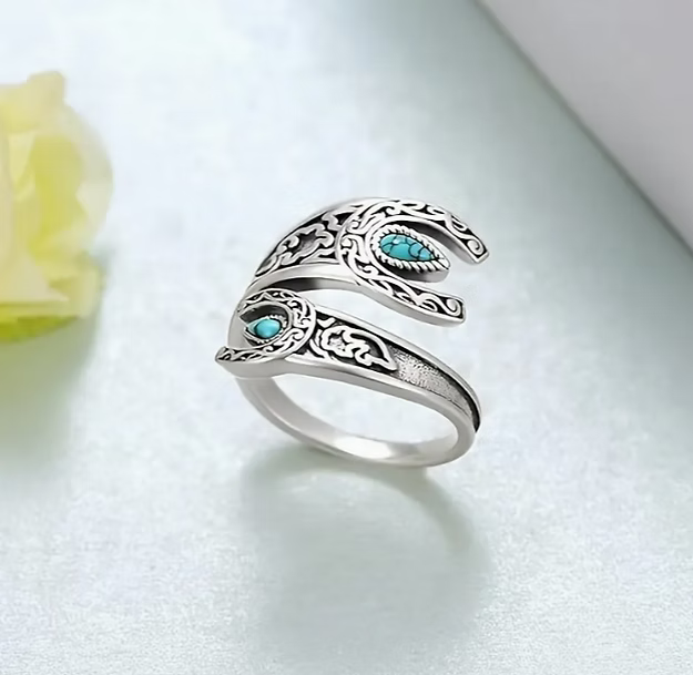 Adjustable Silver and Turquoise Ring