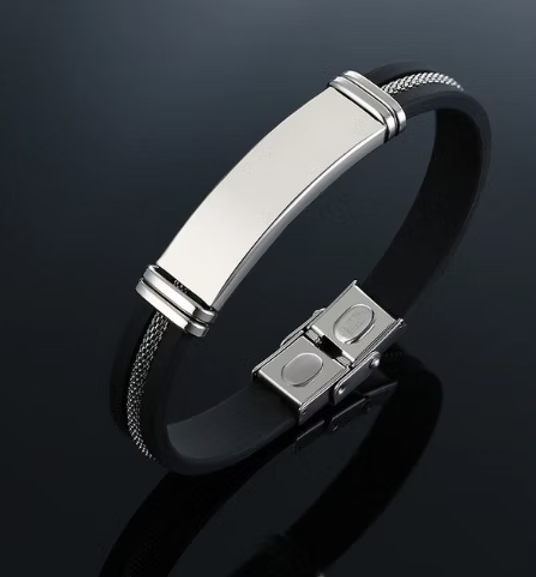 Stainless Steel and Leather Bracelet