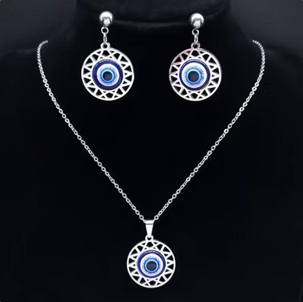 Evil Eye Set Necklace and Earrings