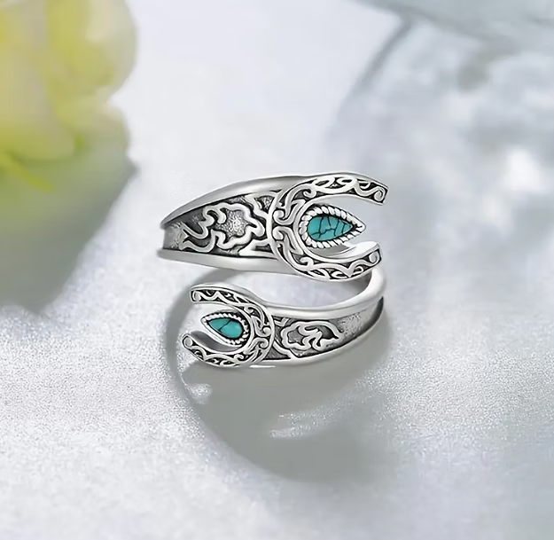 Adjustable Silver and Turquoise Ring