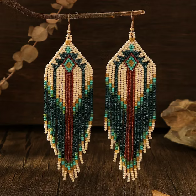 Handmade Beaded Earrings American Indian