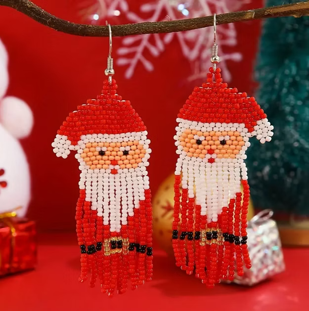 Handmade Santa Beaded Earrings
