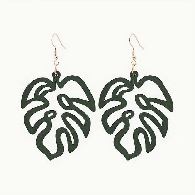 Monstera Earrings Bamboo