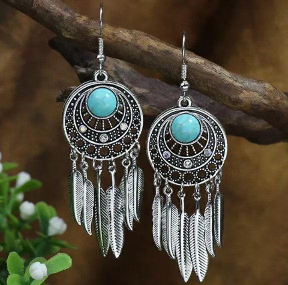 Turquoise Dream Catcher Earrings